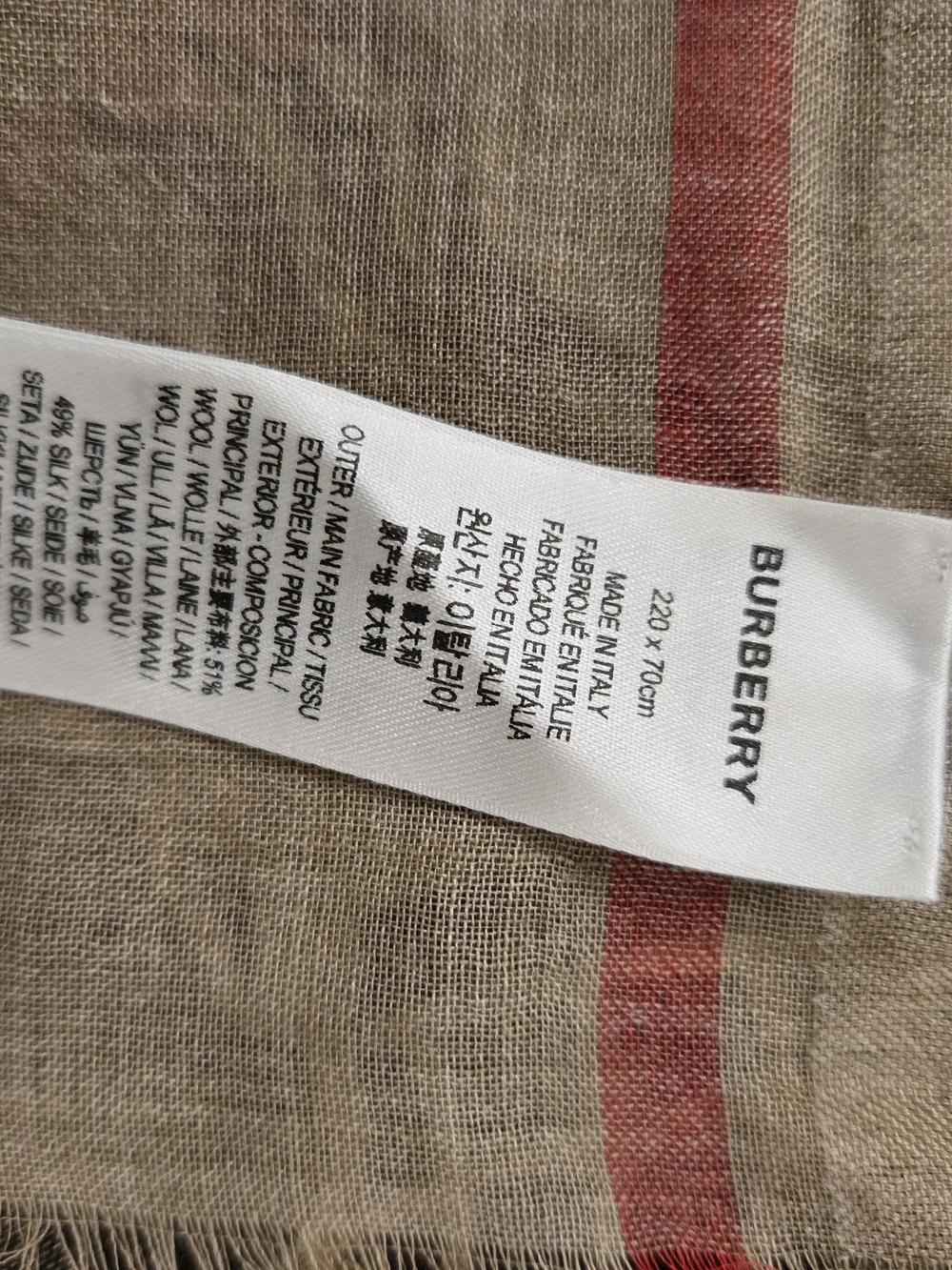 Burberry Wool Silk Check Scarf